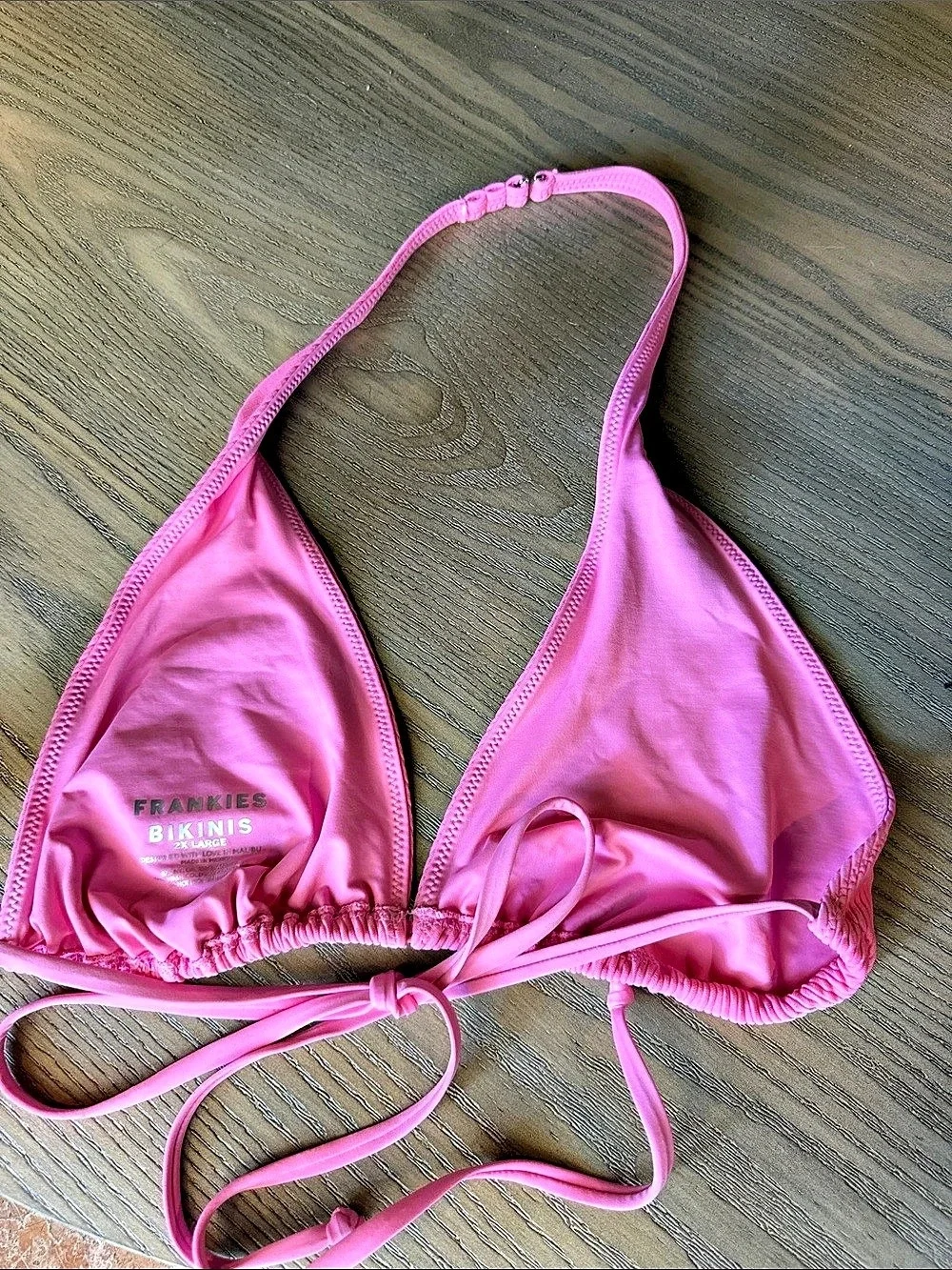 Frankies Bikinis Austin Ribbed Triangle Bikini Top Pink XXL Like New